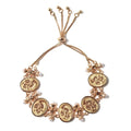 Pink Color Resin, Pink Austrian Crystal and Simulated Pearl Bolo Bracelet in Rosetone - Sticky add to cart bar