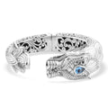 BALI LEGACY Blue Topaz Dragon Cuff Bracelet in Sterling Silver (7.50 In) 99 Grams 1.30 ctw - Sticky add to cart bar