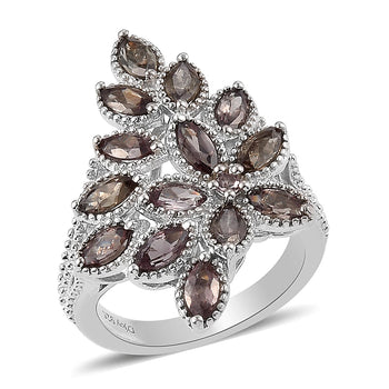 Color Change Garnet Cluster Ring in Platinum Over Sterling Silver (Size 9.0) 2.35 ctw - Product card gallery slide 1 (10178582184249)