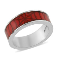 MARVEL Spider-Man Red Enameled Web Ring in Silvertone