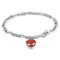Marvel Spider-Man Figaro Red Enamel Face Bracelet in Silvertone (7.00 In)