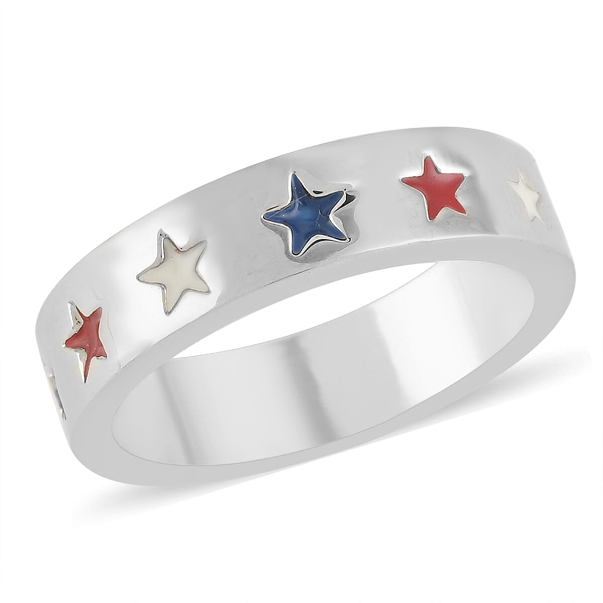 MARVEL Captain America Multi-Color Star Ring in Silvertone