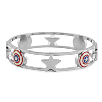 Captain America Bangle Bracelet in Silvertone (7.50 In)