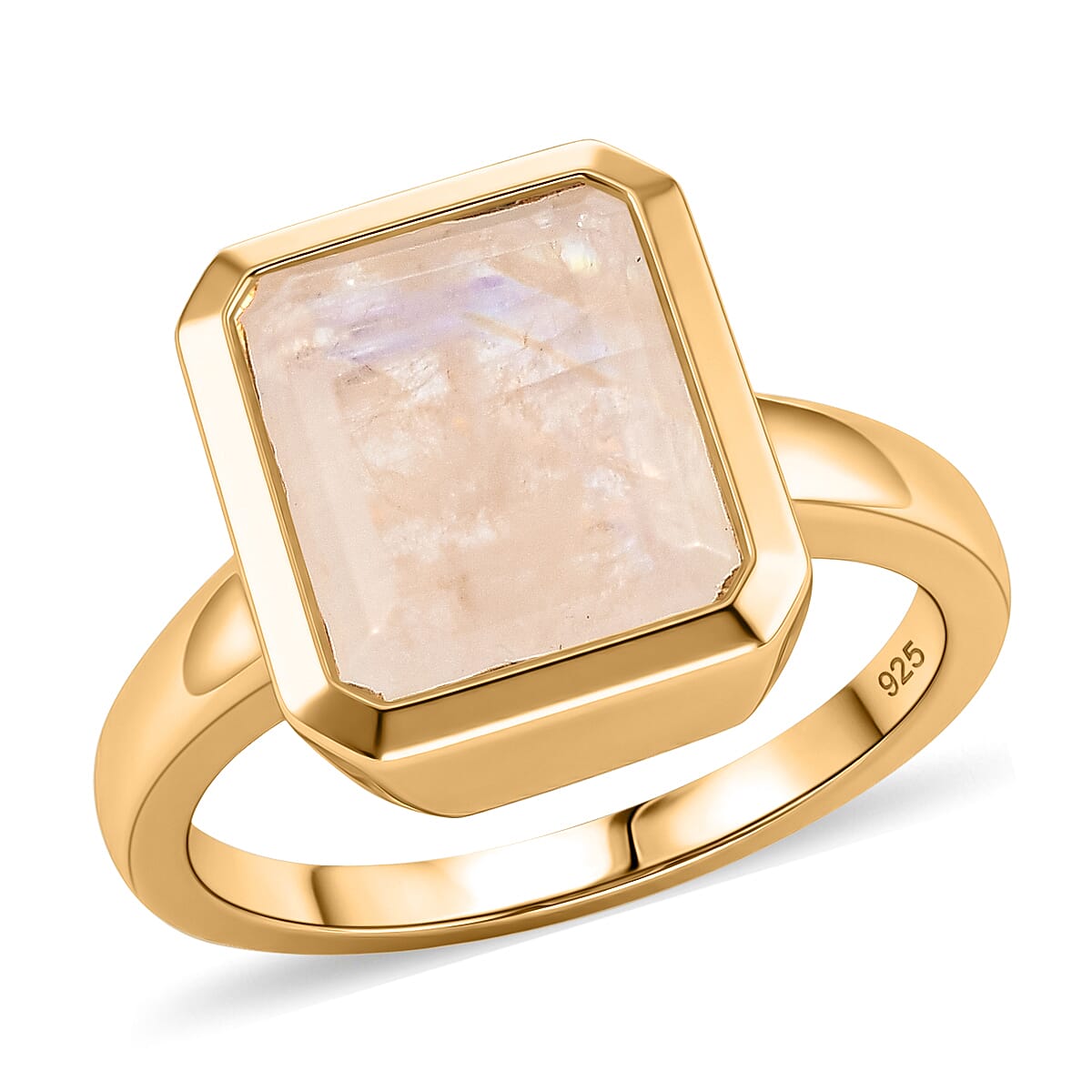 Rainbow Moonstone Ring in Vermeil YG Over Sterling Silver (Size 8.0) 5.50 ctw