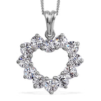 J Francis - Crystal Pendant Necklace 20 Inches in Platinum Over Sterling Silver