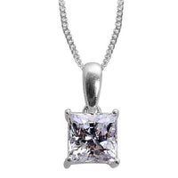 J Francis  Made with Finest CZ Solitaire Pendant Necklace 20 Inches in Platinum Over Sterling Silver 2.40 ctw