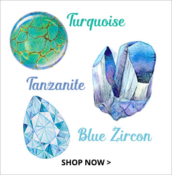 Turquoise, Tanzanite, Zircon - December birthstone jewelry.