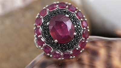 Red roses ruby color ring.