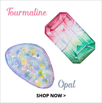Tourmaline, Opal - October birthstone jewelry.